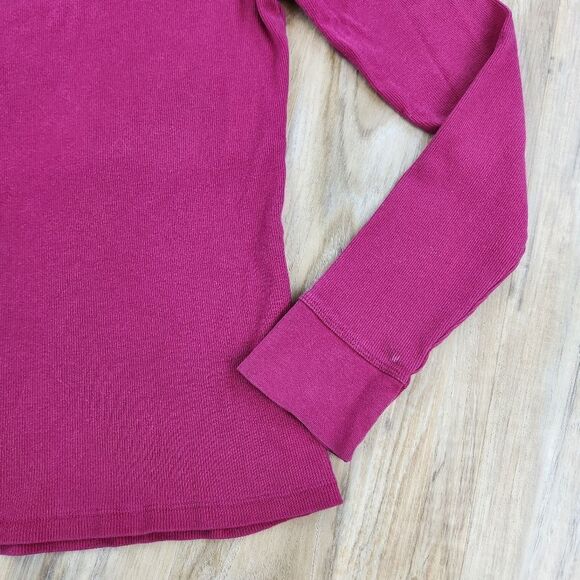 🍑Faded Glory Maroon Ribbed Scoop Neck Long Sleeve Top Large - Picture 6 of 9